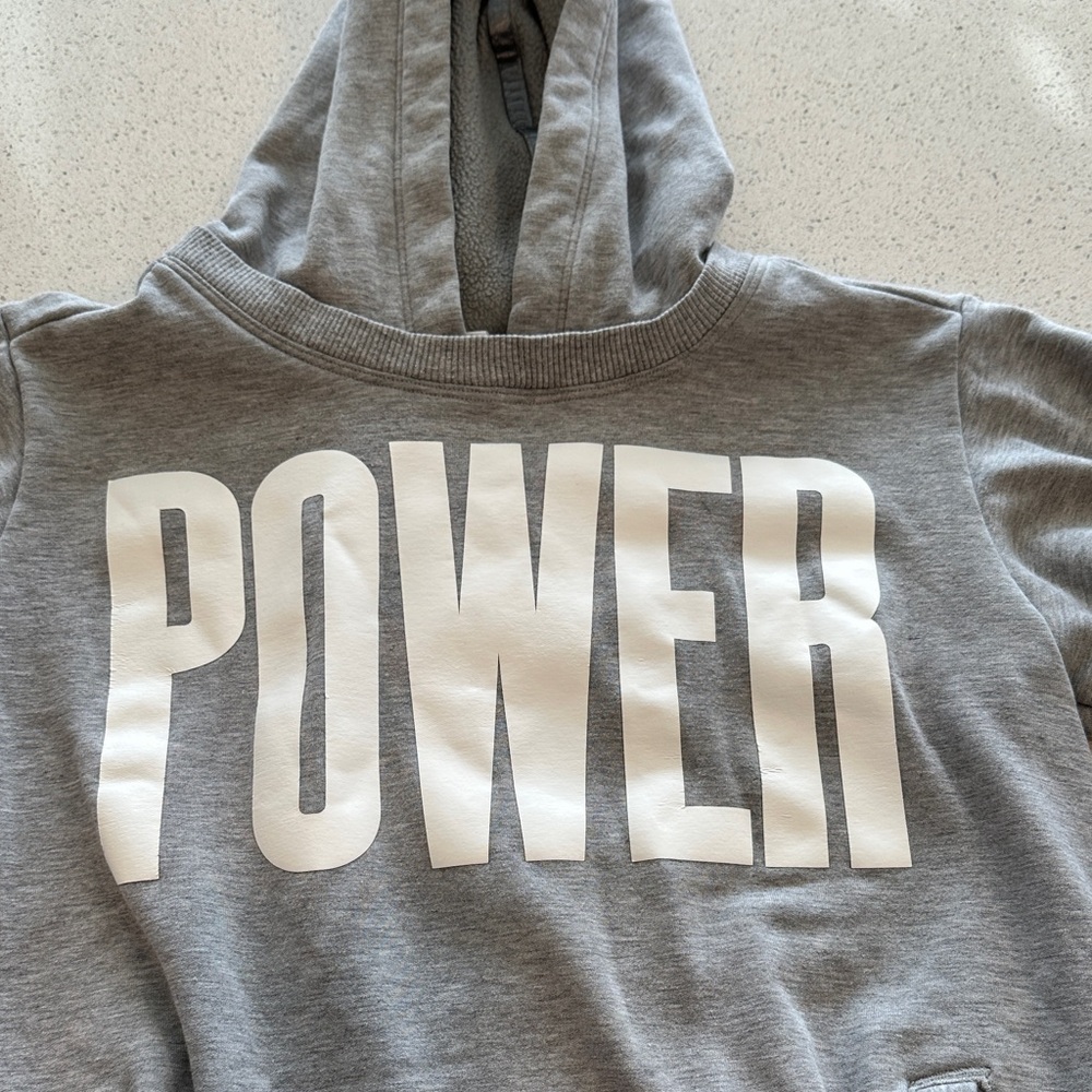 Athleta Girl Gray Hoodie with 'POWER' Print